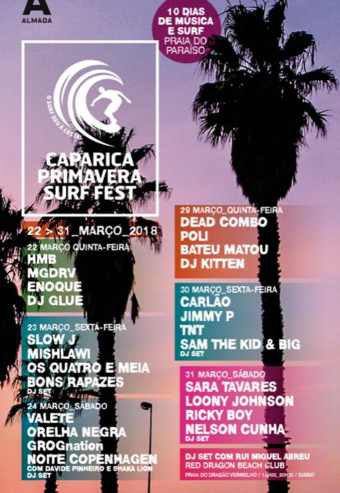 CAPARICA PRIMAVERA SURF FEST 2018 – BILHETE DIÁRIO | PRAIA DO PARAÍSO