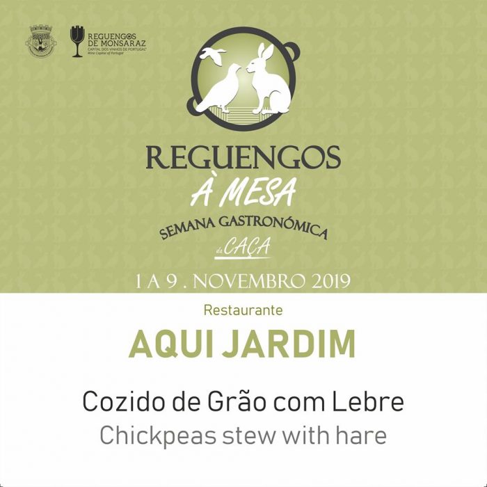 SEMANA GASTRONÓMICA DA CAÇA 2019 - A Semana Gastronómica da Caça vai decorrer de 1 a 9 de novembro em 14 restaurantes do concelho de Reguengos de Monsaraz.