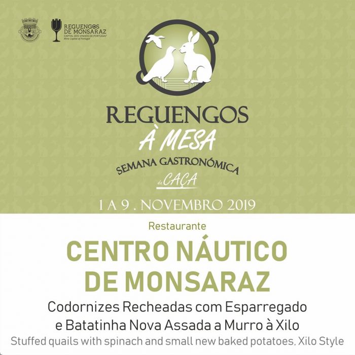 SEMANA GASTRONÓMICA DA CAÇA 2019 - A Semana Gastronómica da Caça vai decorrer de 1 a 9 de novembro em 14 restaurantes do concelho de Reguengos de Monsaraz.