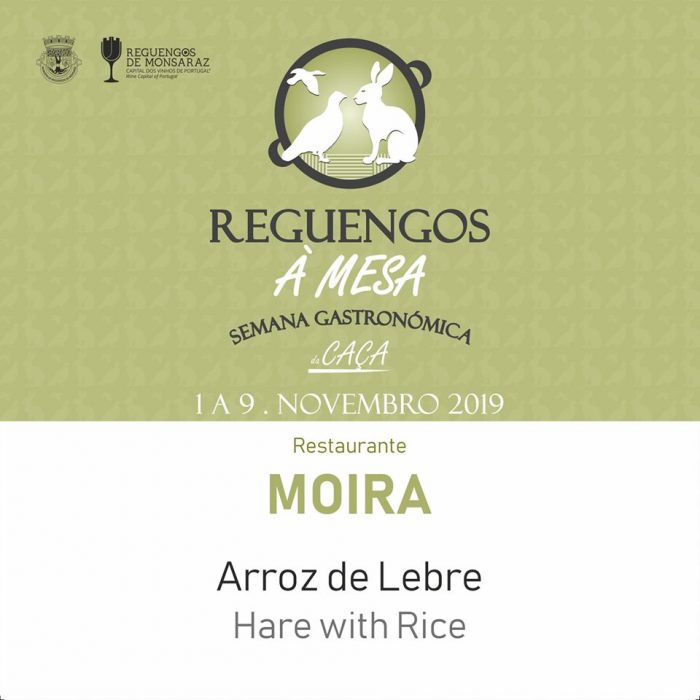 SEMANA GASTRONÓMICA DA CAÇA 2019 - A Semana Gastronómica da Caça vai decorrer de 1 a 9 de novembro em 14 restaurantes do concelho de Reguengos de Monsaraz.