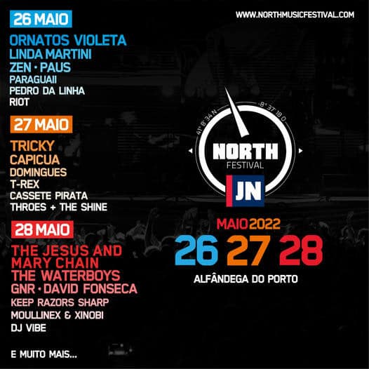 North Music Festival 2022 agora JN North Festival regressa a 26,27 e 28 de Maio à Alfândega do Porto, com a celebração dos 30 anos dos Ornatos Violeta que abre o palco principal do festival de música.