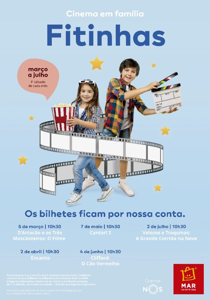 "Fitinhas" - cinema infantil gratuito, está de regresso  ao Mar Shopping Matosinhos, e entre março e julho, crianças entre os três e os 12 anos poderão assistir a alguns dos maiores sucessos de animação do último ano.