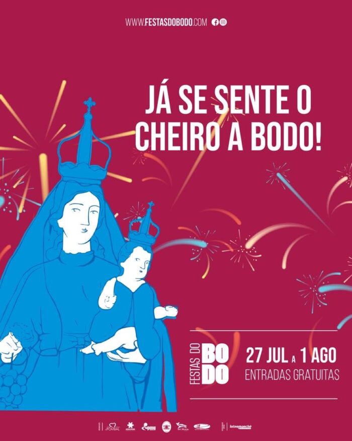 FESTAS DO BODO 2023 POMBAL - As tradicionais Festas do Bodo em Pombal realizam-se de 27 de Julho a 01 de Agosto. O cartaz musical conta com grandes nomes da música, como a Banda Filarmónica Ilhense com FF (dia 27), Plutónio (dia 28), The Gift (dia 29) , Gisela João (dia 30), Resistência (Dia 31) e Bonga (dia 01).