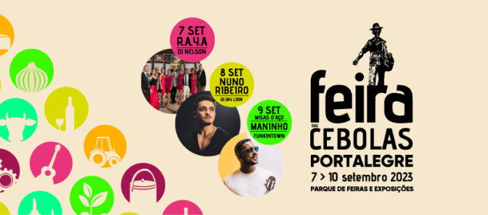 A Feira das Cebolas 2023, vai realizar-se de 7 a 10 de Setembro em Portalegre, no Parque de Feiras e Exposições. São quatro dias de feira, preenchidos com múltiplas atividades e cujo programa completo pode ser visto mais abaixo