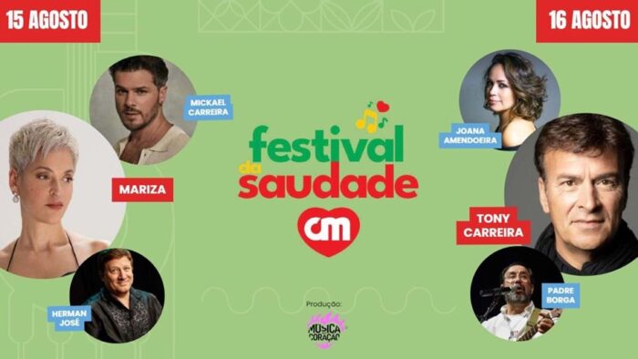 FESTIVAL DA SAUDADE 2024 | FÁTIMA - Portugal tem este ano de 2024, mais um festival de verão, o Festival da Saudade 2024, que vai decorrer em Fátima, nos próximos dias 15 e 16 de agosto, nesta que é a sua primeira edição. Este evento, que celebra a diversidade da música portuguesa, do fado à música popular, realizar-se-á no Heliporto de Fátima.