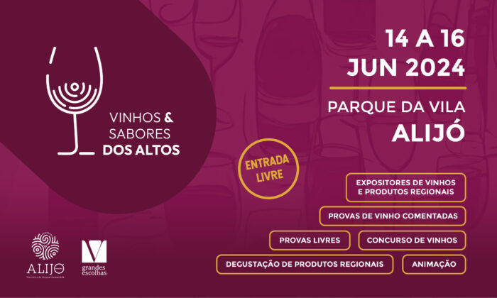 FEIRA DOS VINHOS E SABORES DOS ALTOS 2024 - A Feira dos Vinhos e Sabores dos Altos está de volta de 14 a 16 de junho de 2024, ao Parque da Vila, em Alijó. Esta é a maior montra de promoção e divulgação dos vinhos e sabores do planalto de Alijó.