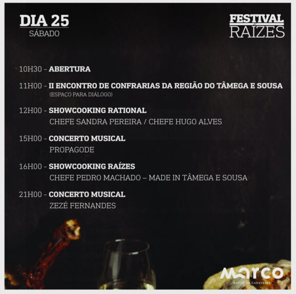 FESTIVAL RAÍZES 2024 | MARCO DE CANAVESES - O Festival Raízes 2024 decorre em Marco de Canaveses nos dias 24, 25 e 26 de Maio. Conhecida pela sua rica tradição gastronómica, pelos seus vinhos verdes de alta qualidade e pelo artesanato único é altura nestes dias de promover todo este património.