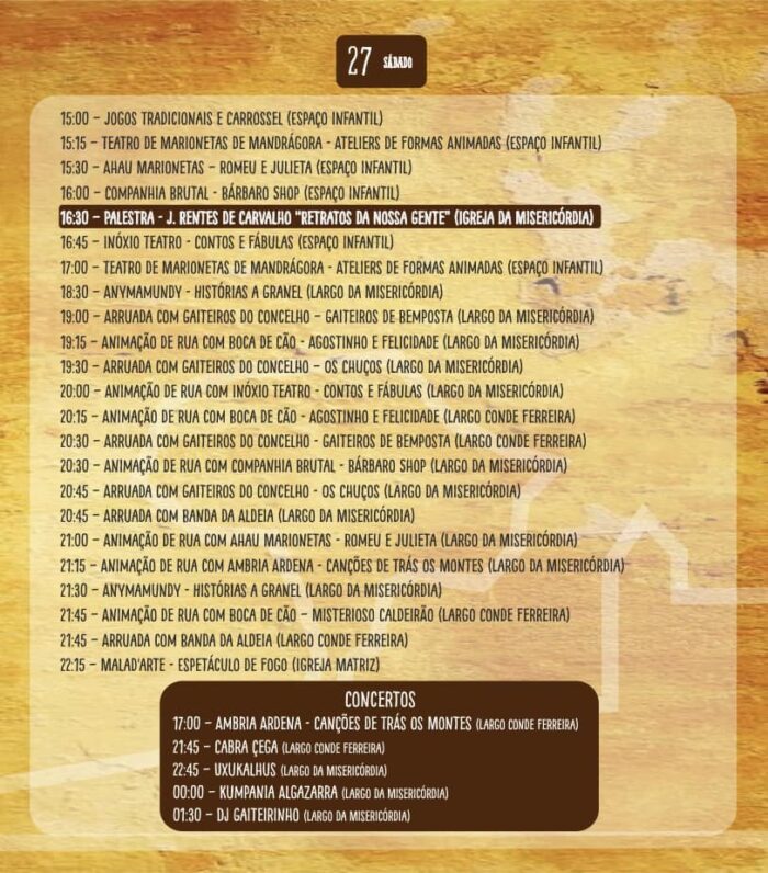 FESTIVAL TERRA TRANSMONTANA 2024 | MOGADOURO - O município de Mogadouro, no distrito de Bragança, realiza entre os dias 26 e 28 de Julho, na zona histórica desta vila mais uma edição do Festival Terra Transmontana, um festival que junta a ancestralidade e contemporaneidade transmontanas na sua expressão cultural, decorrendo durante três dias no Castelo da vila de Mogadouro.