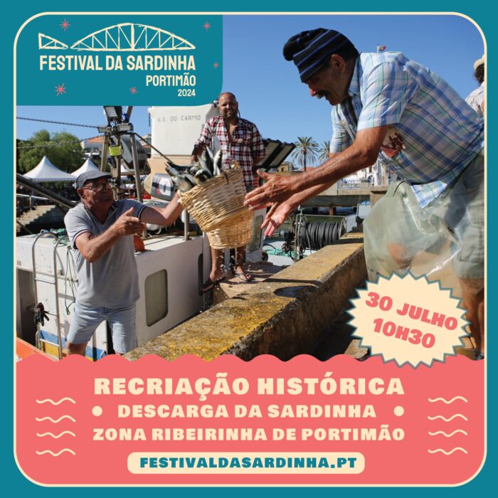 FESTIVAL DA SARDINHA PORTIMÃO 2024 - O Festival da Sardinha de Portimão decorre de 30 de julho a 04 de agosto, com uma recriação histórica da descarga de sardinha na zona ribeirinha da cidade. O festival foi eleito o melhor evento gastronómico de Verão da Europa em 2022.