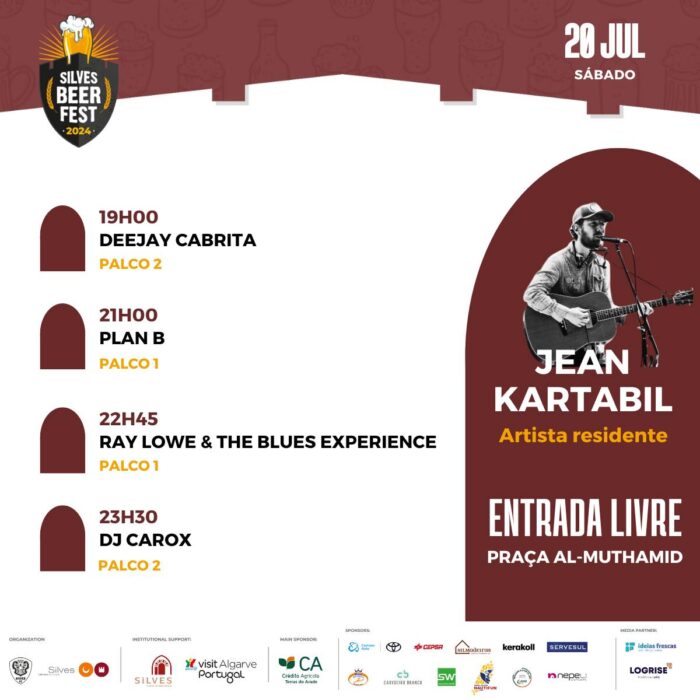 SILVES BEER FEST 2024 - A edição do Silves Beer Fest 2024 decorrerá de 17 a 21 de julho, na Praça Al-Mutamid, em Silves. Este evento organizado pelo Silves Futebol Clube conta com o apoio do Município.