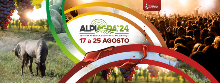 ALPIAGRA 2024 - 42ª FEIRA AGRÍCOLA E COMERCIAL DE ALPIARÇA - A Alpiagra 2024 –  42ª Feira Agrícola e Comercial de Alpiarça está de regresso, de 17 a 25 de agosto. Descubra o melhor que Alpiarça tem para oferecer: gastronomia, provas de vinhos, tasquinhas, atividades desportivas, animação de rua, exposições e muito mais.