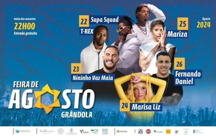 FEIRA DE AGOSTO 2024 | GRÂNDOLA - A 380ª edição da Feira de Agosto 2024 em Grândola, vai decorrer de 22 a 26 de agosto. Deixe-se mergulhar nos sabores e cultura que a região oferece, (re)descubra as ruas da Feira Franca e crie memórias nas atividades (a)gosto que o Município de Grândola prepararou para si...! ​