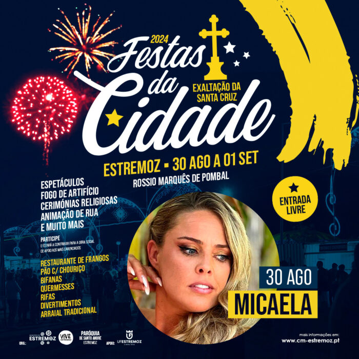 FESTAS DA CIDADE DE ESTREMOZ 2024 - As Festas da Cidade de Estremoz 2024 ou Festas de Exaltação da Santa Cruz, realizam-se nos dias 30 e 31 de agosto e 01 de setembro.