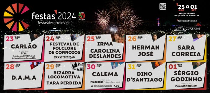 FESTAS POPULARES DE CORROIOS 2024 - De 23 de agosto a 1 de setembro vão realizar-se as Festas Populares de Corroios, no Parque Urbano da Quinta da Marialva.