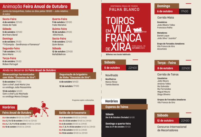 FEIRA ANUAL DE OUTUBRO 2024 | VILA FRANCA DE XIRA - Vila Franca de Xira recebe de 04 a 13 de outubro, mais uma edição da centenária Feira Anual e o 43.ª edição do Salão de Artesanato.