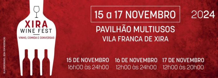 XIRA WINE FEST 2024 | VILA FRANCA DE XIRA - O Xira Wine Fest 2024, naquela que é a sua segunda edição, vai realizar-se nos dias 15, 16 e 17 de novembro no Pavilhão Multiusos de Vila Franca de Xira. O evento vitivinícola volta a reunir grandes e pequenos produtores, especialistas e apreciadores do setor.